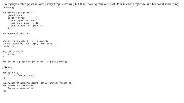 Wordpress: Fetching posts from wordpress function in ajax смотреть онлайн