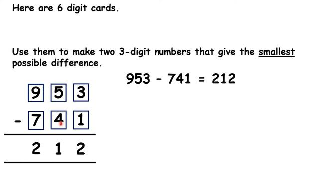 Use digit cards to make the largest or smallest possible difference смотреть онлайн