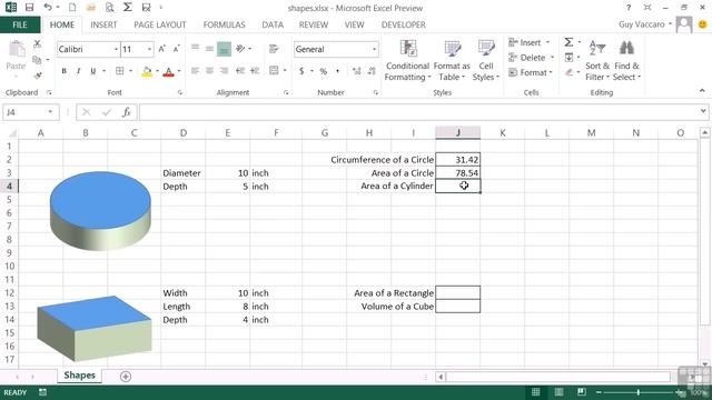 Advanced Microsoft Excel 2013 Tutorial | Area And Volume Calculations смотреть онлайн