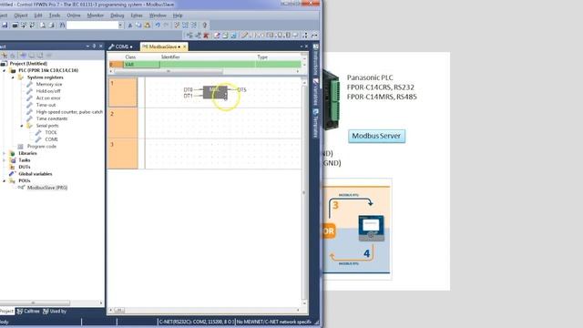 Panasonic FP0R PLC as an Ethernet Modbus slave using Klemsan's ETOR 1 смотреть онлайн