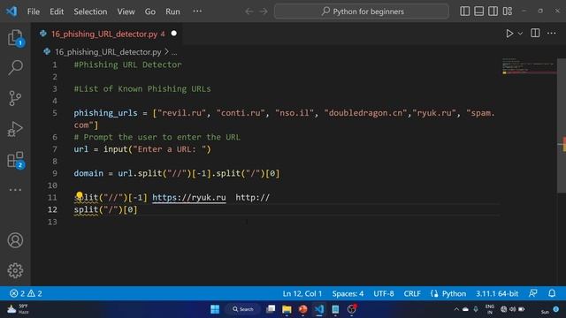 #16 Exercise - Create a Python program that checks if a given URL is a phishing URL or legitimate. смотреть онлайн