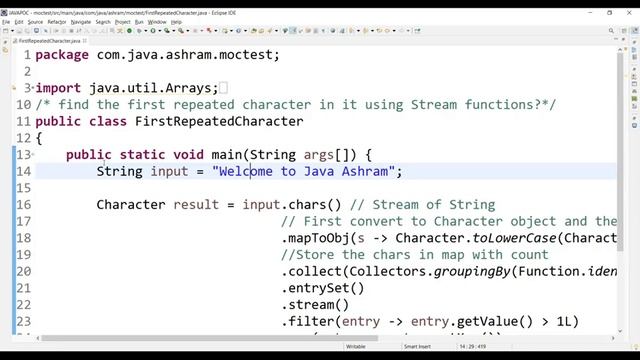 You are given a String, find the first repeated character in it using Stream functions ? | Inteview смотреть онлайн