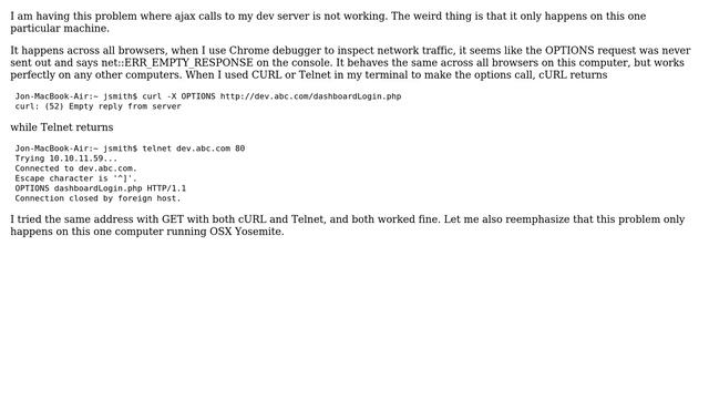 HTTP GET works but OPTIONS says Empty reply from server смотреть онлайн