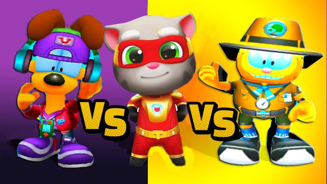 ГОВОРЯЩИЙ ТОМ ПОГОНЯ ГЕРОЕВ против ГАРФИЛДА #1 Talking Tom Hero Dash VS Garfield Rush