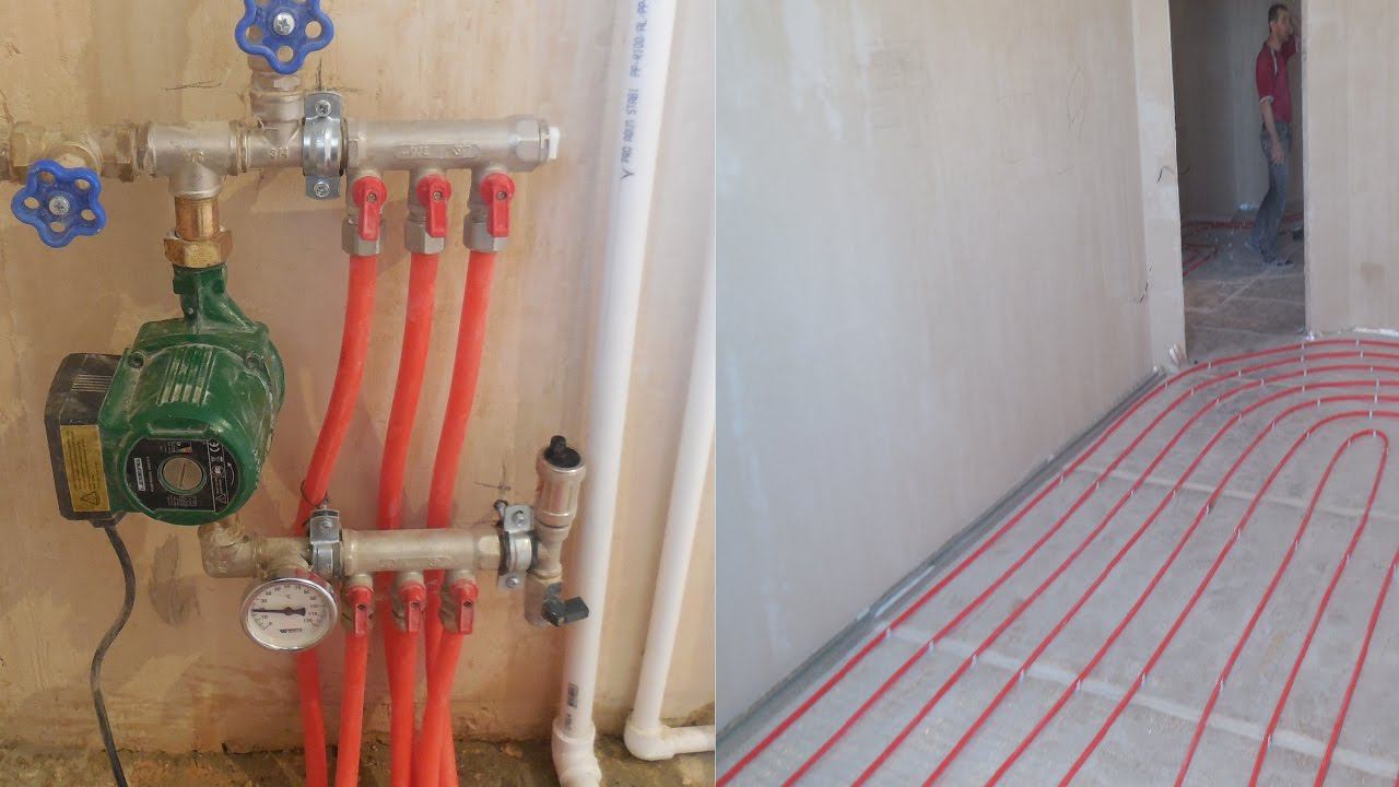 ВОДЯНОЙ теплый ПОЛ своими руками, КОЛЛЕКТОР для ТЕПЛОГО ПОЛА #МонтажТеплогоПола #СмесительныйУзел смотреть онлайн