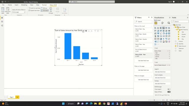 PBI 4 Drill down functionality (Date Hierarchy) смотреть онлайн
