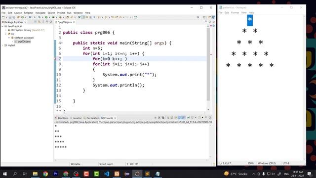 Java Star Pattern Program 006 | How to solve pattern program in JAVA | How to Print Pattern in Java смотреть онлайн
