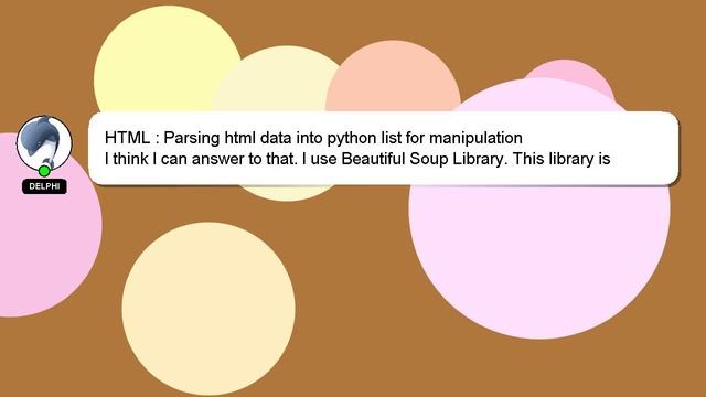 HTML : Parsing html data into python list for manipulation смотреть онлайн