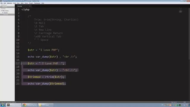 تعلم PHP  باللغة العربية - " String Functions Trim"- حلقة 53 смотреть онлайн