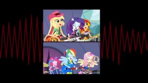 Девочки из Эквестрии: радужный рок песня: «Мы словно звёзды»,с тестом с фоном,и с отсылкой на