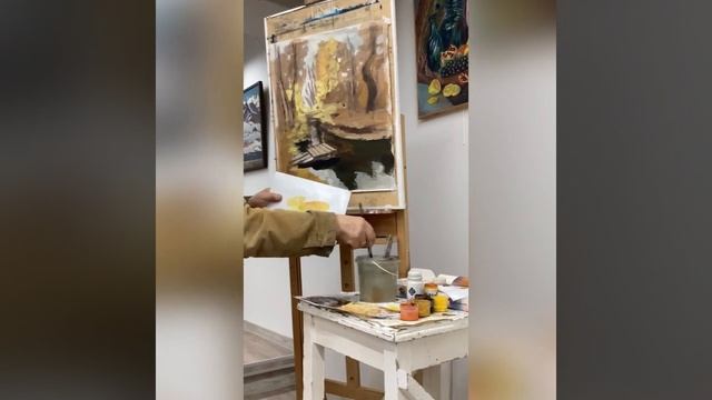 Гуашь осенний пейзаж смотреть онлайн