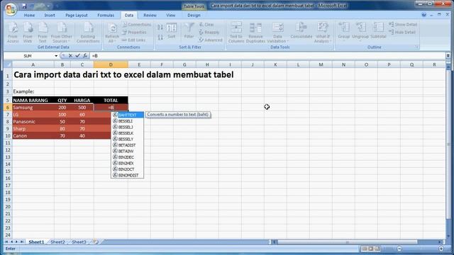 Excel 2007 tutorial |Cara Memasukan / Import Data dari TXT File to Excel Dalam Membuat Tabel смотреть онлайн