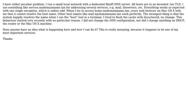 DNS Resolution Fails On Mac OS X For Single Host