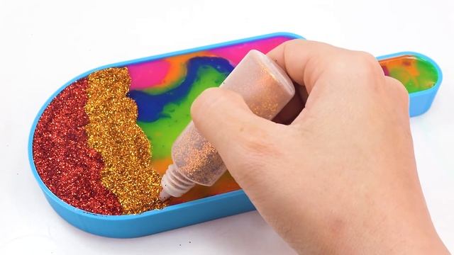 ДЛЯ МАЛЫШЕЙ ! l Смешиваю весь свой смузи из слизи в формочке для мороженого ASMR с блестками