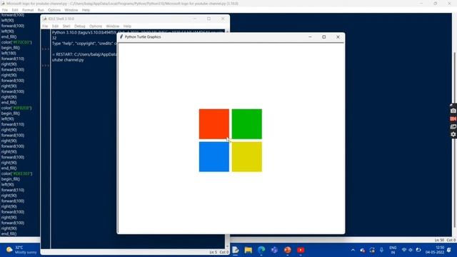 Make Microsoft logo using python turtle | Microsoft logo using python | Python turtle смотреть онлайн