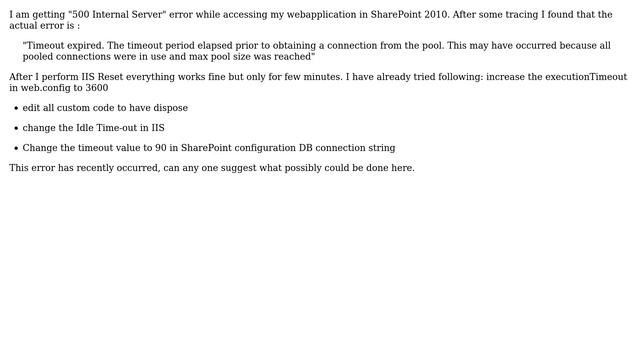 Sharepoint: 500 Internal error - Timeout expired смотреть онлайн