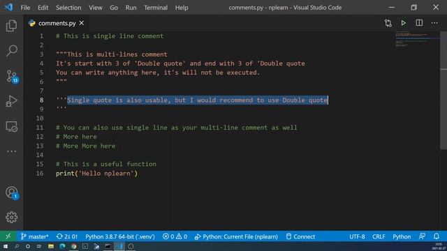 How to add comment in Python смотреть онлайн