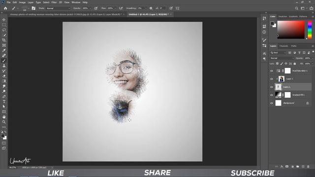 Portrait pen scribble sketch effect | Photoshop tutorial смотреть онлайн