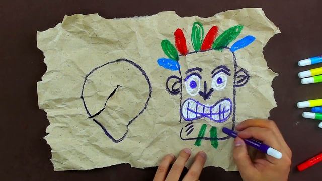 Как нарисовать МАСКИ папуасов - рисуем первобытные рисунки смотреть онлайн