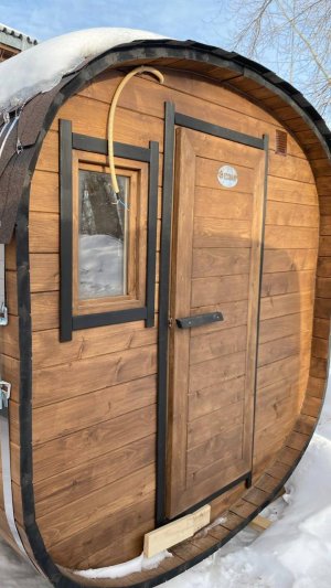 Баня-бочка ЭКО-БАНИ. Обзор бани-бочки Квадро из массива кедра 3 метра 2 секции.