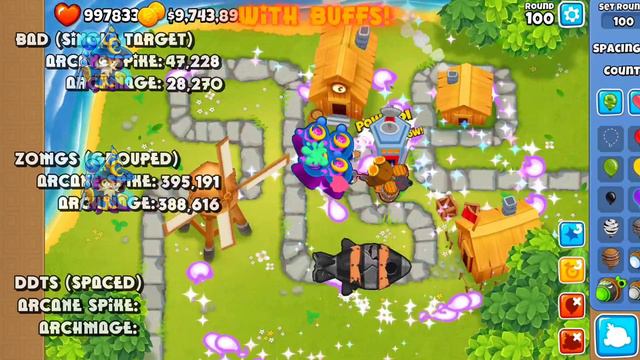 BTD6 - Four Arcane Spikes VS One Archmage Test смотреть онлайн