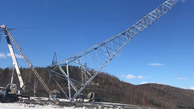 Установка анкерно-угловой опоры У220-2+14м смотреть онлайн