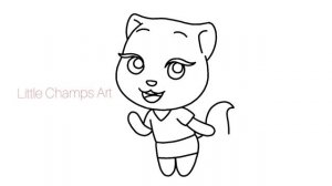How to draw Talking Tom minis Angela | Easy step-by-step drawing | Little Champs Art