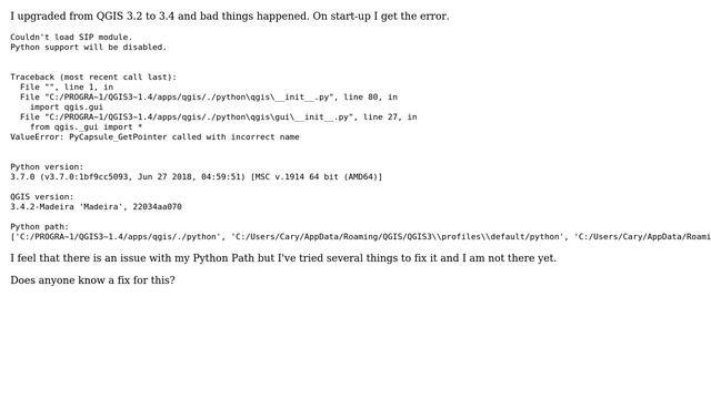 GIS: QGIS 3.4 Couldn't load SIP module. Python support will be disabled on Windows 10 смотреть онлайн