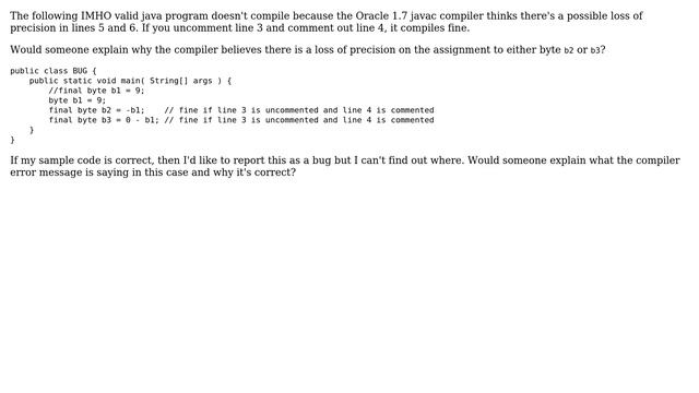 Software Engineering: Is this Java Compiler error message incorrect? (byte loss of precision) смотреть онлайн