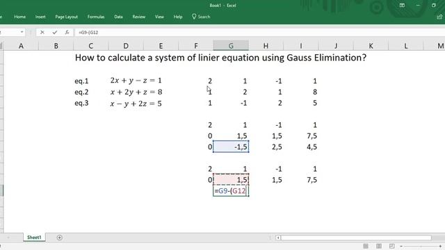 MSOffice Excel: How to solve a system of linier equations by using Gauss Elimination Methods? смотреть онлайн