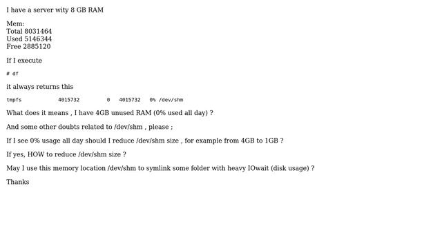 Unix & Linux: should I reduce /dev/shm size? смотреть онлайн