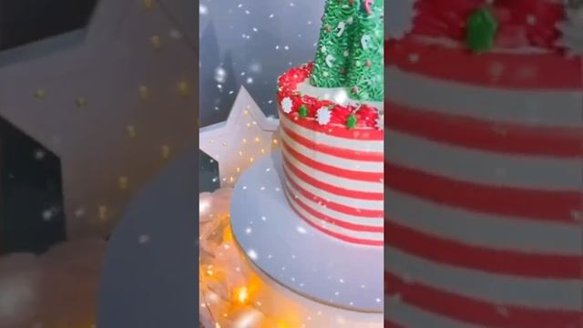 Новогодний торт/Торт в полосочку/ Торт с елочками?/ Полосатый торт ?Идея декора новогоднего торта смотреть онлайн