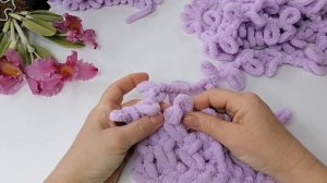 Пряжа Alize Puffy. Узор для пледа «Сердечки»