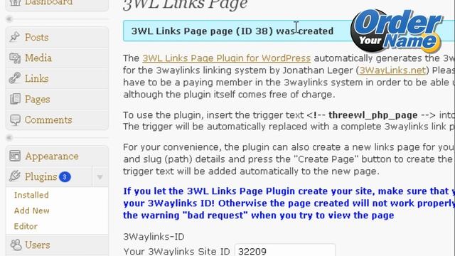 OrderYourName.com - WordPress 3waylinks Page смотреть онлайн