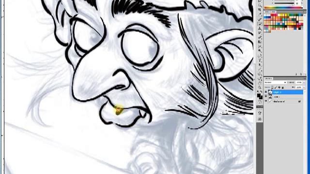 рисуем гнома охотника контур,покраска paint in Photoshop to wacom cintiq 1 смотреть онлайн