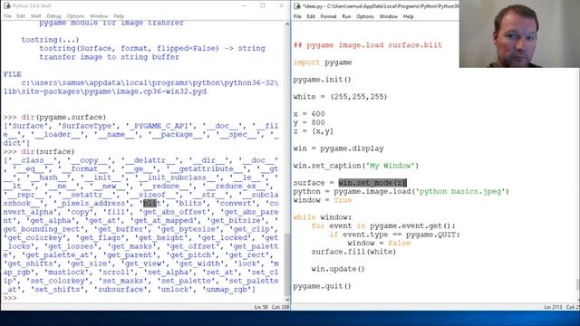 Python Basics Pygame Image Load and Surface Blit смотреть онлайн