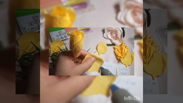 Как сделать желтые розы из гафрированных бумаг. смотреть онлайн
