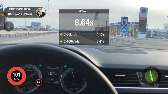 Skoda Octavia A7FL 1.4 TSI+DSG 150hp разгон 0-100, 402м