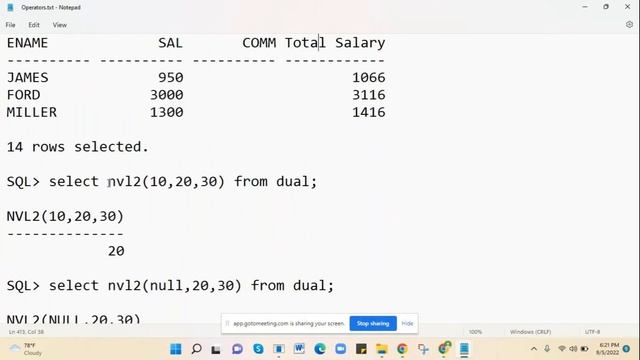 05 September 2022 ORACLE SQL Operators смотреть онлайн