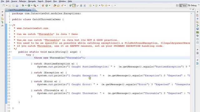 JAVA CAN WE CATCH THROWABLE DEMO смотреть онлайн