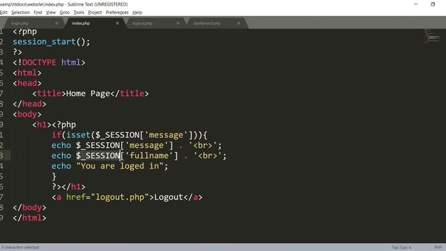 Logout user PHP and MySQL смотреть онлайн