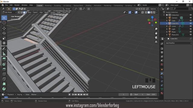 blender 2.8x steel stair modeling смотреть онлайн
