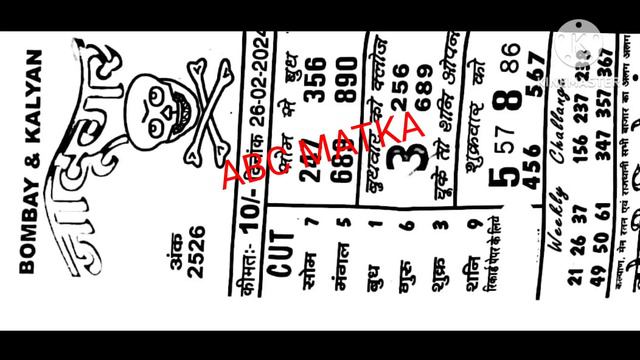 Jadugar Shakti Chart | 26-02-2024 to 02-03-2024 | Kalyan free astrology chart paper @ABC MATKA смотреть онлайн