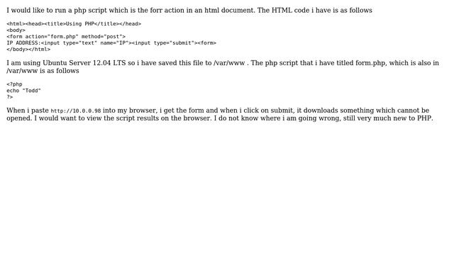Ubuntu: Linking a PHP script to an HTML document смотреть онлайн