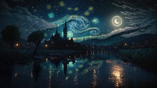 Звездная ночь медитативное путешествие по картине Винсента Ван Гога с эфирной музыкой смотреть онлайн