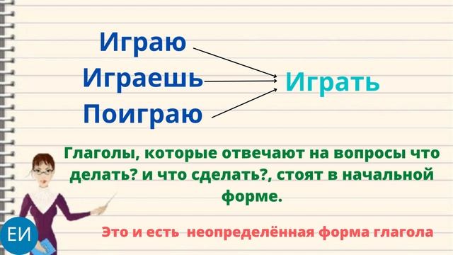 Неопределённая форма глагола 4 класс смотреть онлайн