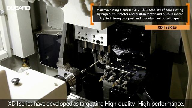 Hanwha XD38II Cutting Demo Sliding Head CNC Lathe