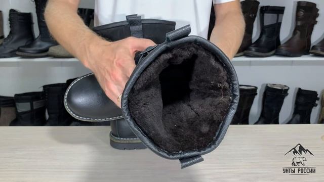 Унты России - монголки мужские натуральные высокие черные, войлочнорезиновая подошва, код 60006 смотреть онлайн
