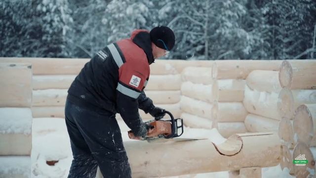 Обзор. Строительство дома из бревна ручной рубки. смотреть онлайн