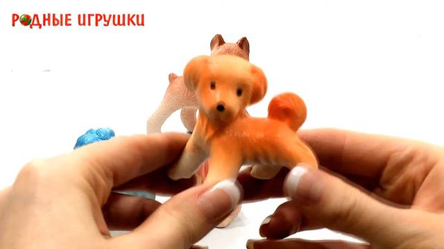 Резиновые игрушечные собачки - набор миниатюрных животных фигурок смотреть онлайн